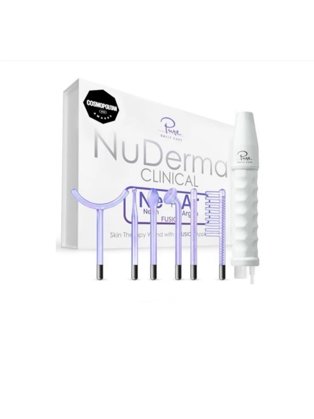NuDerma Clinical With Neon & Argon Skin Therapy Wand With 6 Fusion Applicators
